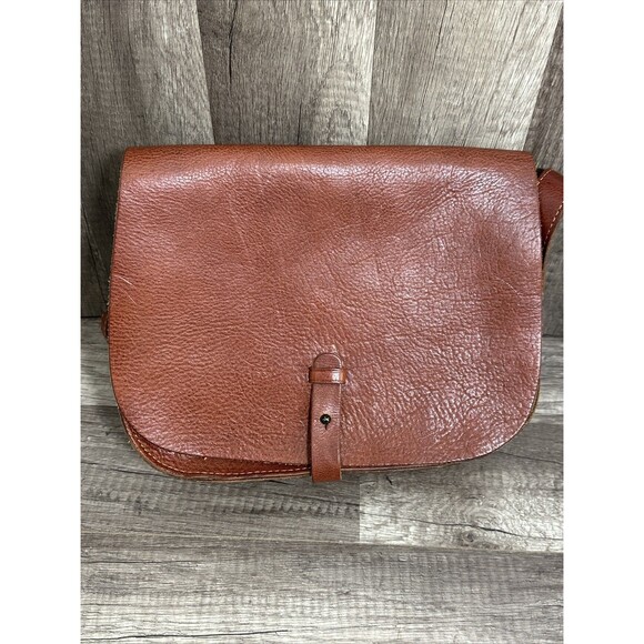 Lucky Brand The Point Leather Saddle Bag Cognac Leather Crossbody Purse Bag - Picture 10 of 10